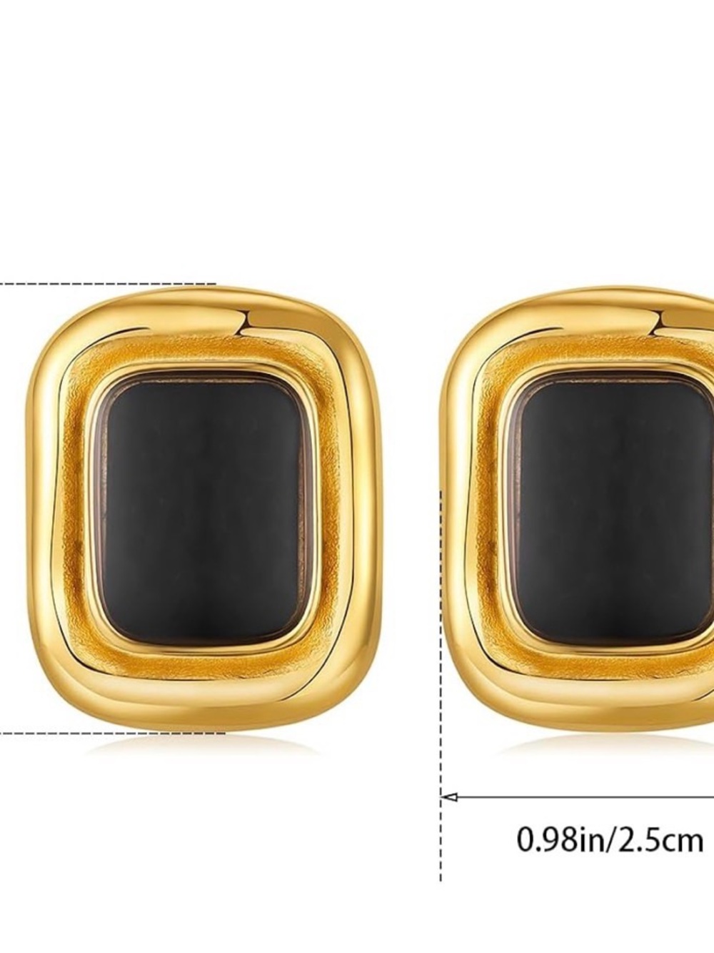 Gold and Black Statement Clip-On Earrings - Women Jewelry - Picture 4 of 8